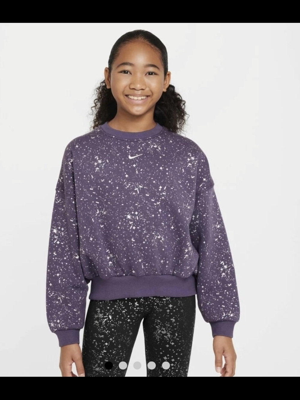 Nike Girls' Purple Speckle Crewneck Sweatshirt